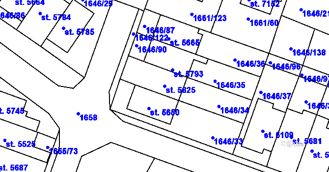Parcela st. 5825 v KÚ Havlíčkův Brod, Katastrální mapa