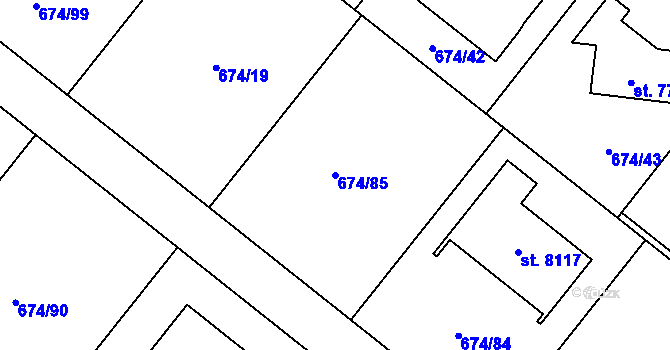 Parcela st. 674/85 v KÚ Havlíčkův Brod, Katastrální mapa