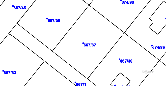 Parcela st. 667/37 v KÚ Havlíčkův Brod, Katastrální mapa