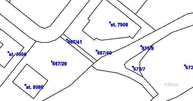 Parcela st. 667/40 v KÚ Havlíčkův Brod, Katastrální mapa