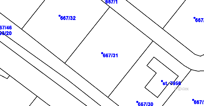 Parcela st. 667/31 v KÚ Havlíčkův Brod, Katastrální mapa