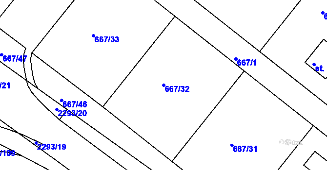 Parcela st. 667/32 v KÚ Havlíčkův Brod, Katastrální mapa