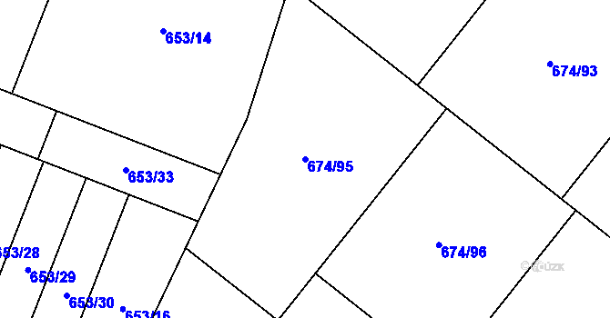 Parcela st. 674/95 v KÚ Havlíčkův Brod, Katastrální mapa
