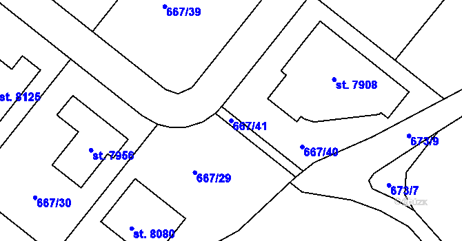 Parcela st. 667/41 v KÚ Havlíčkův Brod, Katastrální mapa