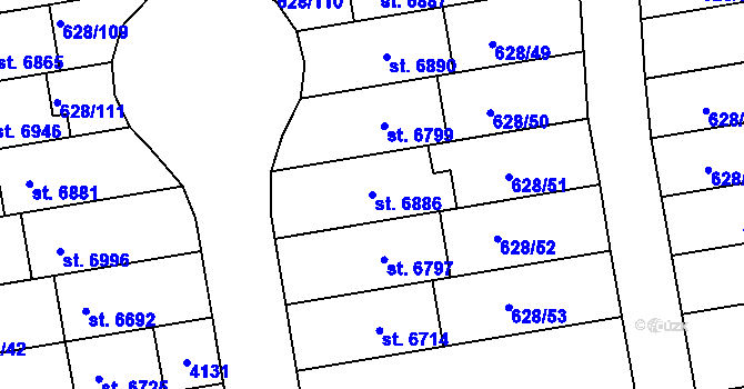 Parcela st. 6886 v KÚ Havlíčkův Brod, Katastrální mapa