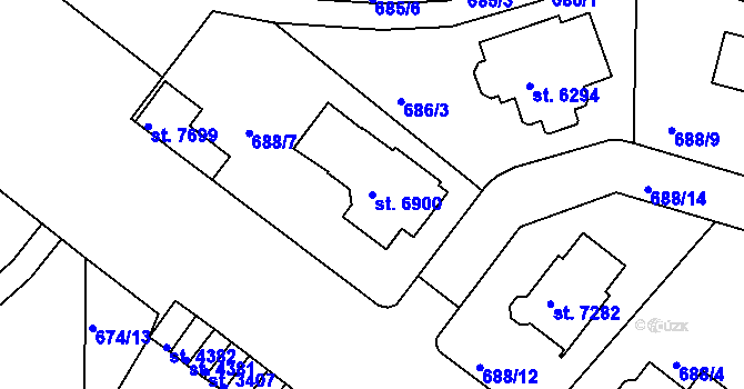 Parcela st. 6900 v KÚ Havlíčkův Brod, Katastrální mapa