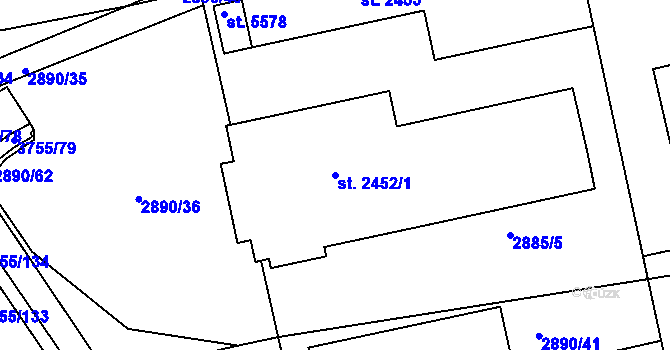 Parcela st. 2452/1 v KÚ Havlíčkův Brod, Katastrální mapa