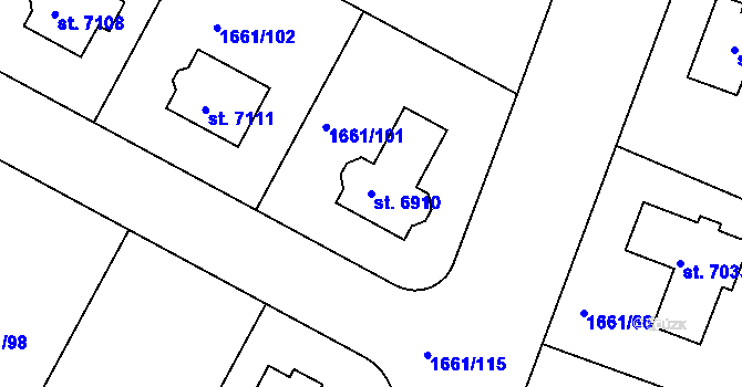 Parcela st. 6910 v KÚ Havlíčkův Brod, Katastrální mapa