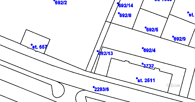 Parcela st. 692/13 v KÚ Havlíčkův Brod, Katastrální mapa
