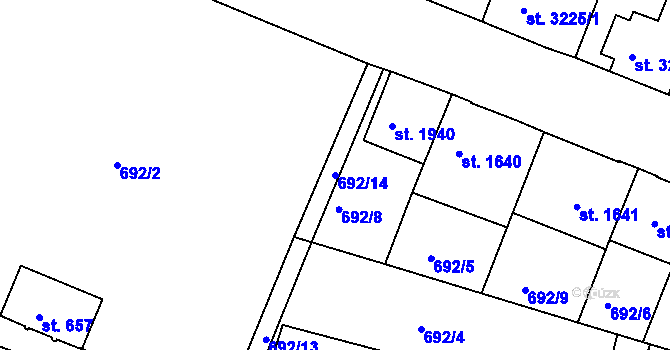 Parcela st. 692/14 v KÚ Havlíčkův Brod, Katastrální mapa