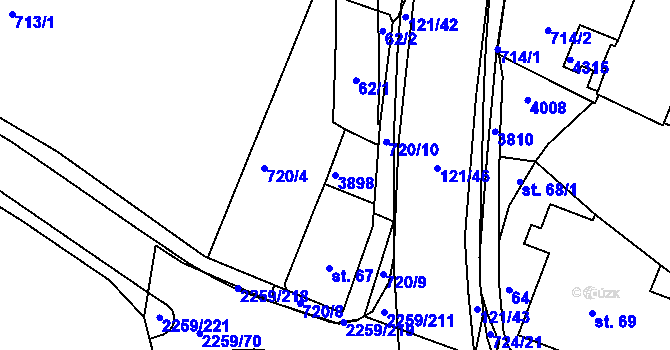 Parcela st. 3898 v KÚ Havlíčkův Brod, Katastrální mapa