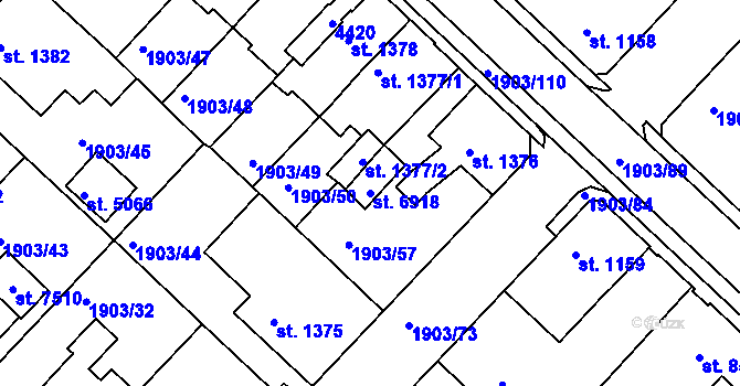 Parcela st. 6918 v KÚ Havlíčkův Brod, Katastrální mapa