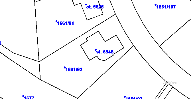 Parcela st. 6948 v KÚ Havlíčkův Brod, Katastrální mapa