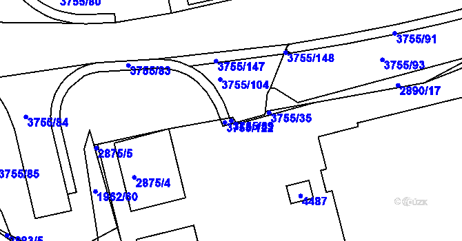 Parcela st. 3755/89 v KÚ Havlíčkův Brod, Katastrální mapa