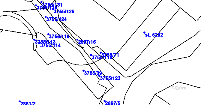 Parcela st. 3755/71 v KÚ Havlíčkův Brod, Katastrální mapa