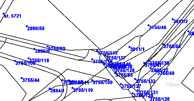 Parcela st. 3755/112 v KÚ Havlíčkův Brod, Katastrální mapa