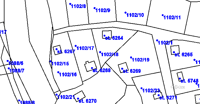 Parcela st. 1102/18 v KÚ Havlíčkův Brod, Katastrální mapa