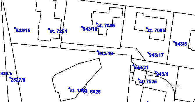 Parcela st. 943/19 v KÚ Havlíčkův Brod, Katastrální mapa
