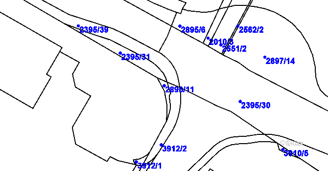 Parcela st. 2896/11 v KÚ Havlíčkův Brod, Katastrální mapa