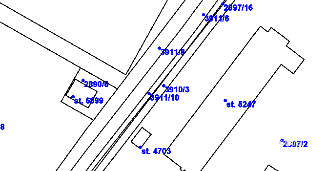 Parcela st. 3910/3 v KÚ Havlíčkův Brod, Katastrální mapa