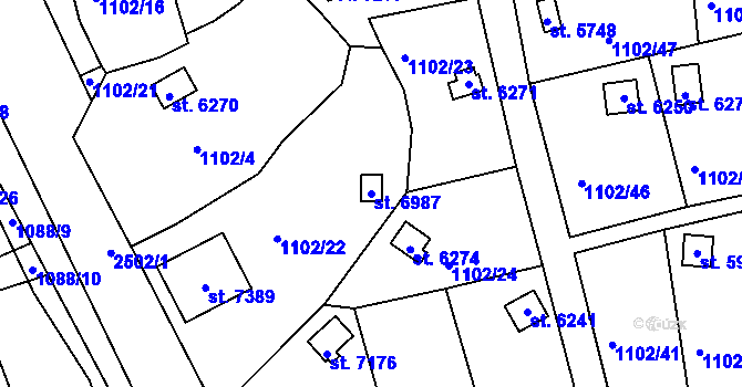 Parcela st. 6987 v KÚ Havlíčkův Brod, Katastrální mapa
