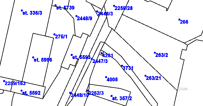 Parcela st. 4281 v KÚ Havlíčkův Brod, Katastrální mapa