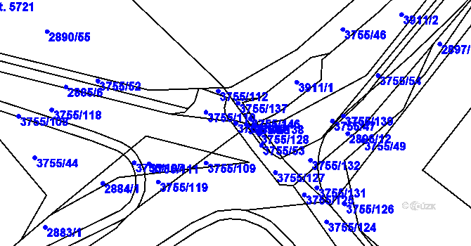 Parcela st. 3755/129 v KÚ Havlíčkův Brod, Katastrální mapa
