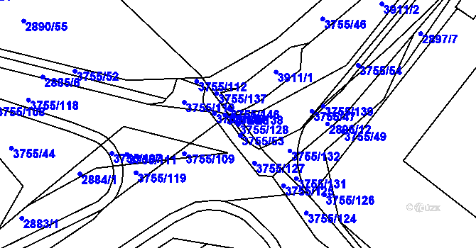 Parcela st. 3755/128 v KÚ Havlíčkův Brod, Katastrální mapa