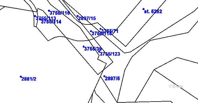 Parcela st. 3755/123 v KÚ Havlíčkův Brod, Katastrální mapa