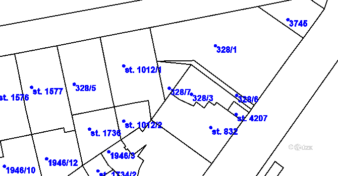Parcela st. 328/7 v KÚ Havlíčkův Brod, Katastrální mapa