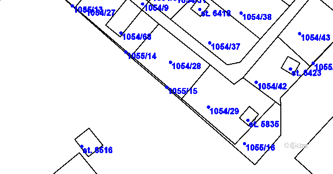 Parcela st. 1055/15 v KÚ Havlíčkův Brod, Katastrální mapa