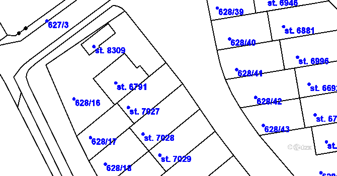Parcela st. 628/113 v KÚ Havlíčkův Brod, Katastrální mapa