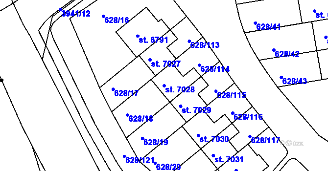Parcela st. 7028 v KÚ Havlíčkův Brod, Katastrální mapa