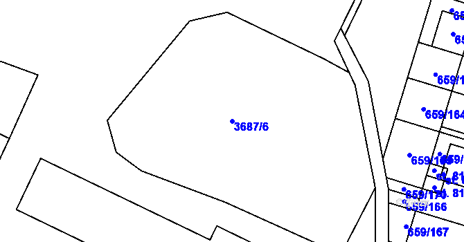 Parcela st. 3687/6 v KÚ Havlíčkův Brod, Katastrální mapa