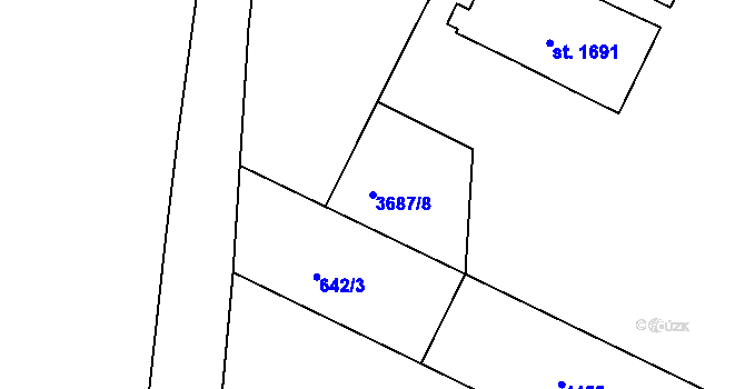Parcela st. 3687/8 v KÚ Havlíčkův Brod, Katastrální mapa