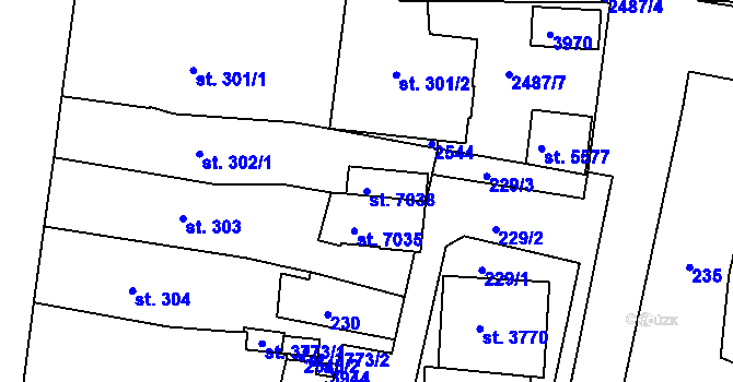 Parcela st. 7038 v KÚ Havlíčkův Brod, Katastrální mapa