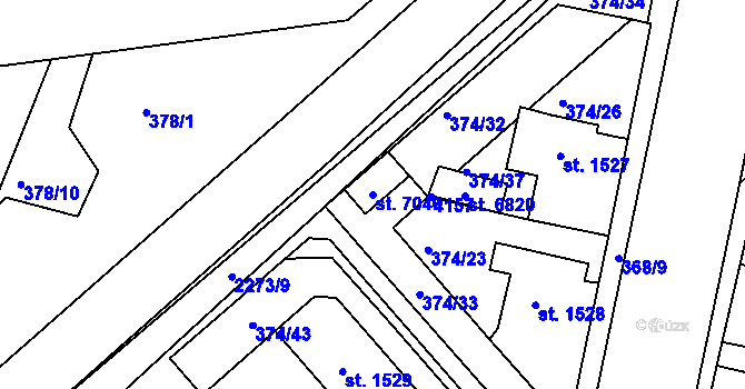 Parcela st. 7040 v KÚ Havlíčkův Brod, Katastrální mapa