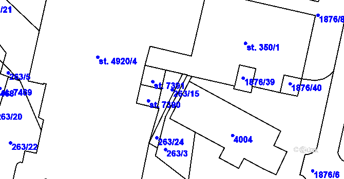Parcela st. 263/15 v KÚ Havlíčkův Brod, Katastrální mapa