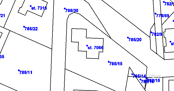 Parcela st. 7066 v KÚ Havlíčkův Brod, Katastrální mapa