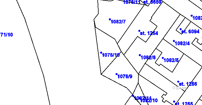Parcela st. 1076/10 v KÚ Havlíčkův Brod, Katastrální mapa