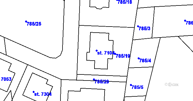 Parcela st. 7104 v KÚ Havlíčkův Brod, Katastrální mapa
