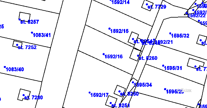 Parcela st. 1592/16 v KÚ Havlíčkův Brod, Katastrální mapa