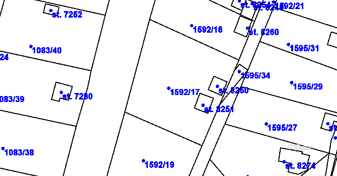 Parcela st. 1592/17 v KÚ Havlíčkův Brod, Katastrální mapa