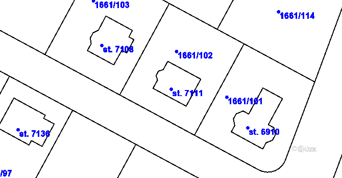 Parcela st. 7111 v KÚ Havlíčkův Brod, Katastrální mapa
