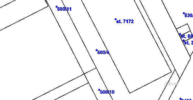 Parcela st. 500/4 v KÚ Havlíčkův Brod, Katastrální mapa