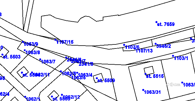 Parcela st. 1107/11 v KÚ Havlíčkův Brod, Katastrální mapa