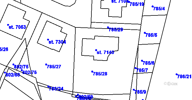 Parcela st. 7140 v KÚ Havlíčkův Brod, Katastrální mapa