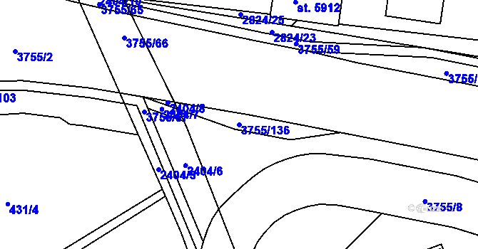 Parcela st. 3755/136 v KÚ Havlíčkův Brod, Katastrální mapa