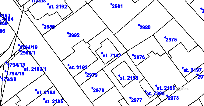 Parcela st. 7142 v KÚ Havlíčkův Brod, Katastrální mapa