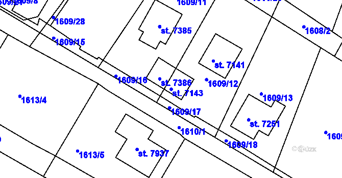 Parcela st. 7143 v KÚ Havlíčkův Brod, Katastrální mapa